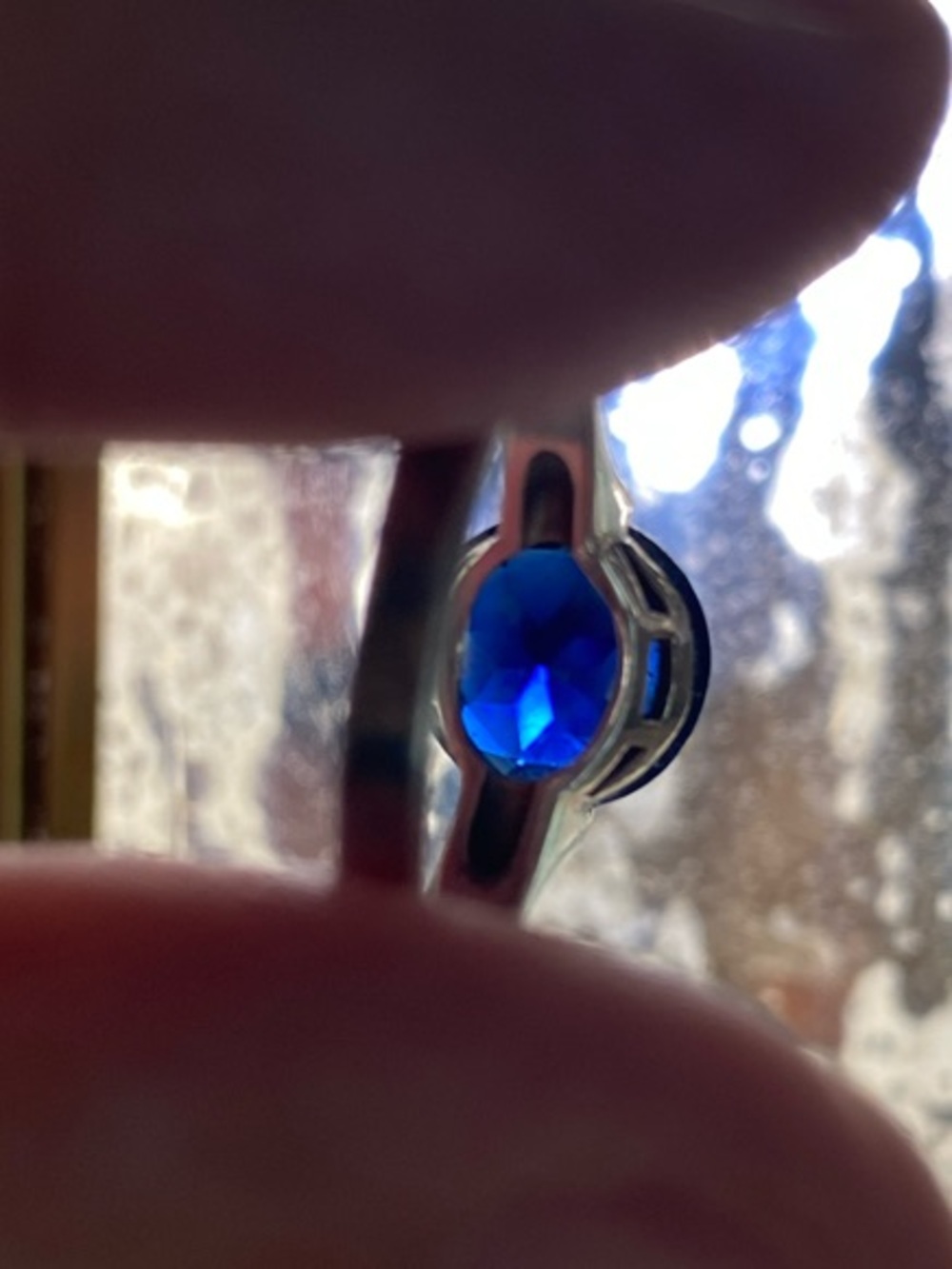 Vintage Sterling Silver Ring with Deep Blue Stone - Women's Jewelry - Picture 8 of 10